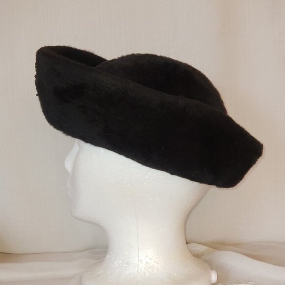 Faux Fur Hat 50s Beaded Bedazzled Cossack Black Size 22 Martelle of West Germany - Picture 5 of 11